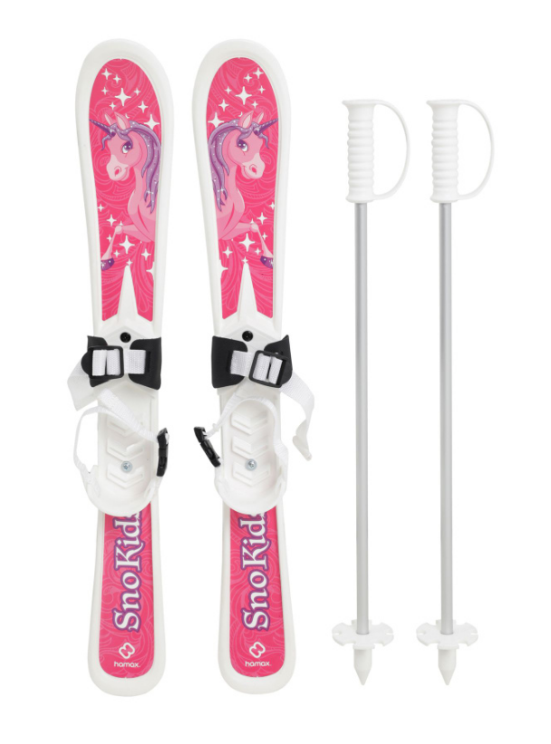Hamax Sno Kids Children's Skis With Poles Pink Pony Design