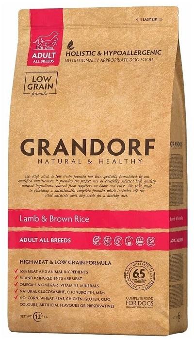 Grandorf гипоаллергенный, при чувствительном пищеварении, для здоровья кожи и шерсти, костей и суставов, ягненок, с коричневым рисом