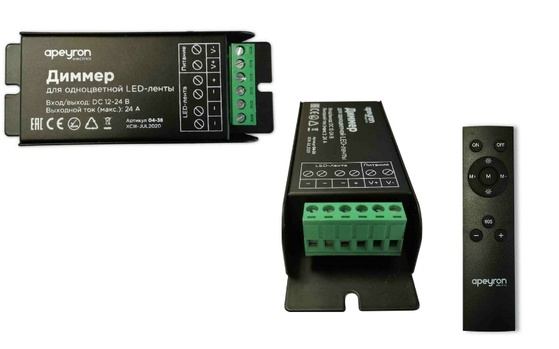 Apeyron 04-38 (контроллер ленты 12/24 В, 3×8 А, пульт)