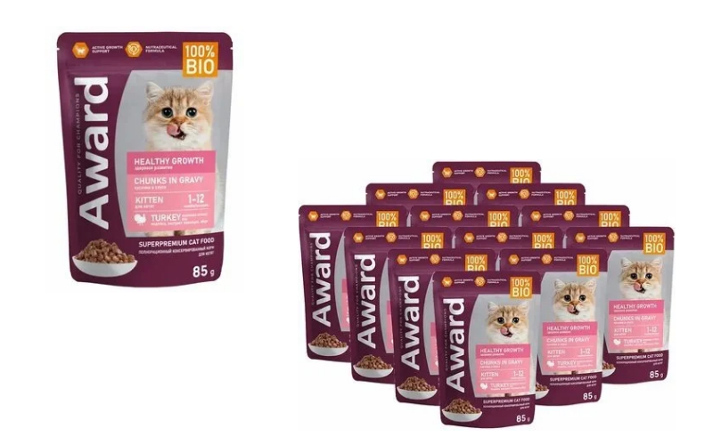 AWARD Healthy Growth для котят с индейкой в соусе